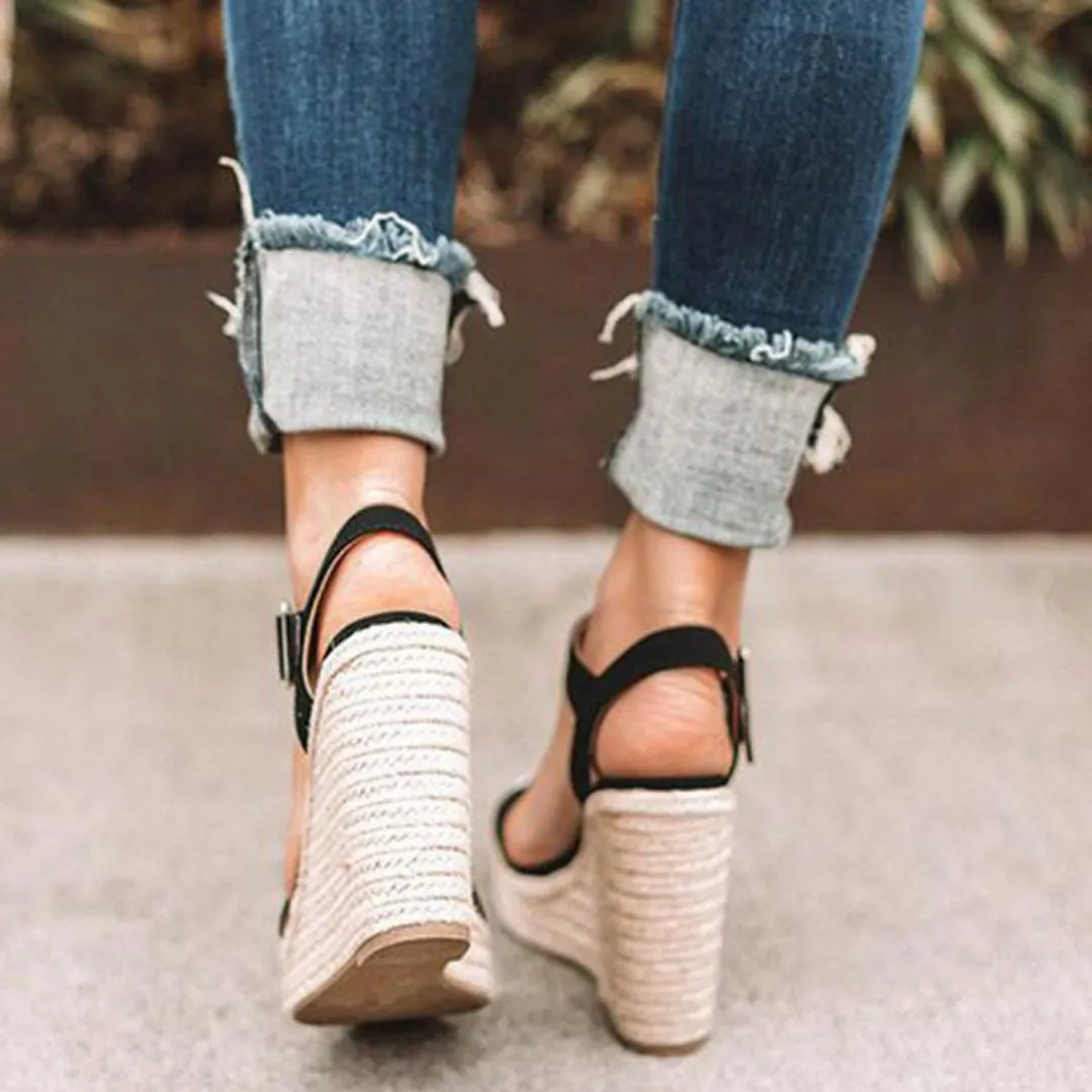 Summer Bliss Fiora Elegant Wedge Sandals with Strap