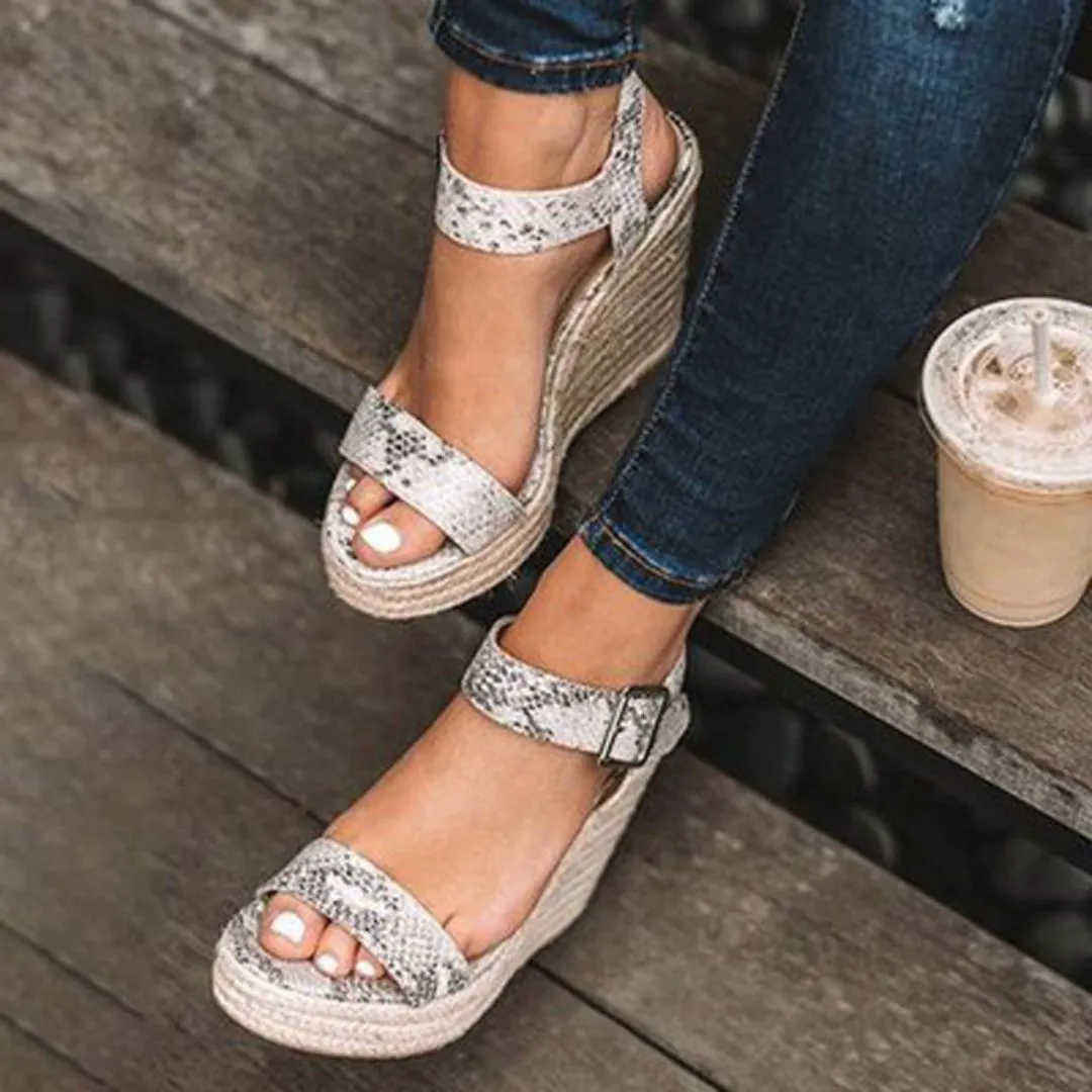 Summer Bliss Fiora Elegant Wedge Sandals with Strap