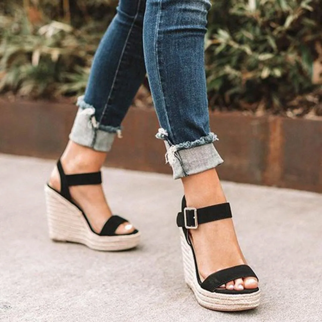 Summer Bliss Fiora Elegant Wedge Sandals with Strap
