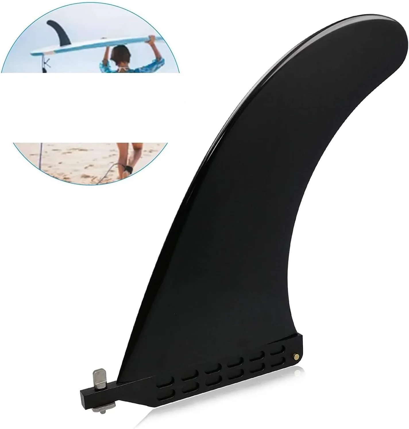Surfboard Fins 4 Colors 9 Inch SUP Surf Fins Detachable PVC Single Center Fin Surfboard Longboard Paddleboard Surfing Accessories Surfing Accessories (Color : Blue and White)