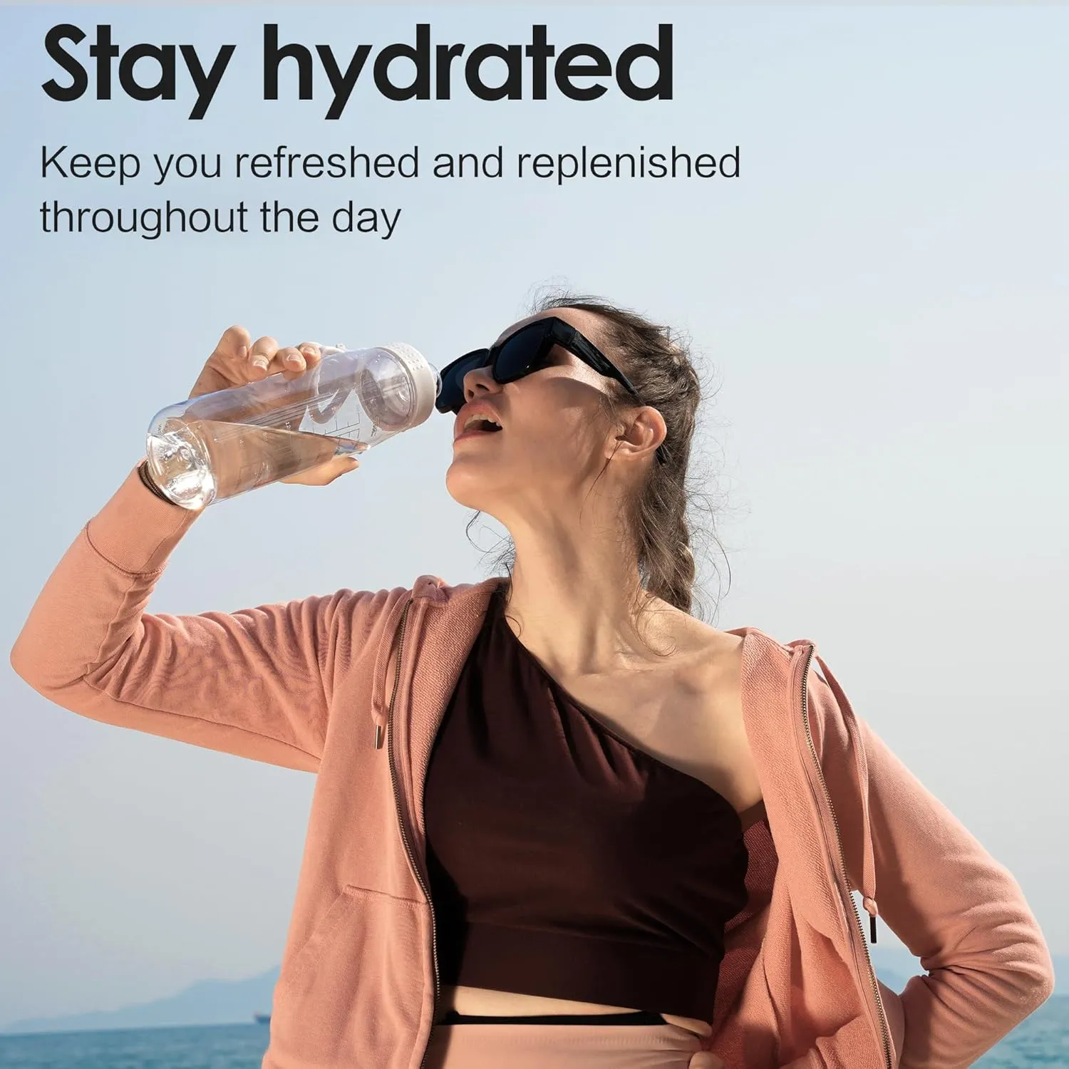 Water Bottle 32oz, clear water bottle with Chug Lid and Carry Handle, Reusable, Tritan, BPA Free, Hiking Water Bottle Suitable for Travel, Outdoors, Gym, Travel, Home, School (Blue)