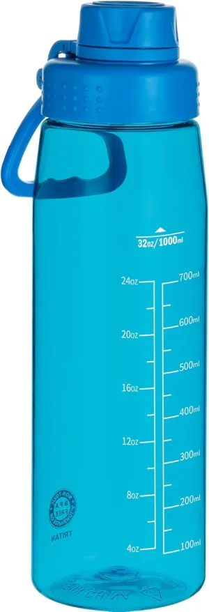 Water Bottle 32oz, clear water bottle with Chug Lid and Carry Handle, Reusable, Tritan, BPA Free, Hiking Water Bottle Suitable for Travel, Outdoors, Gym, Travel, Home, School (Blue)