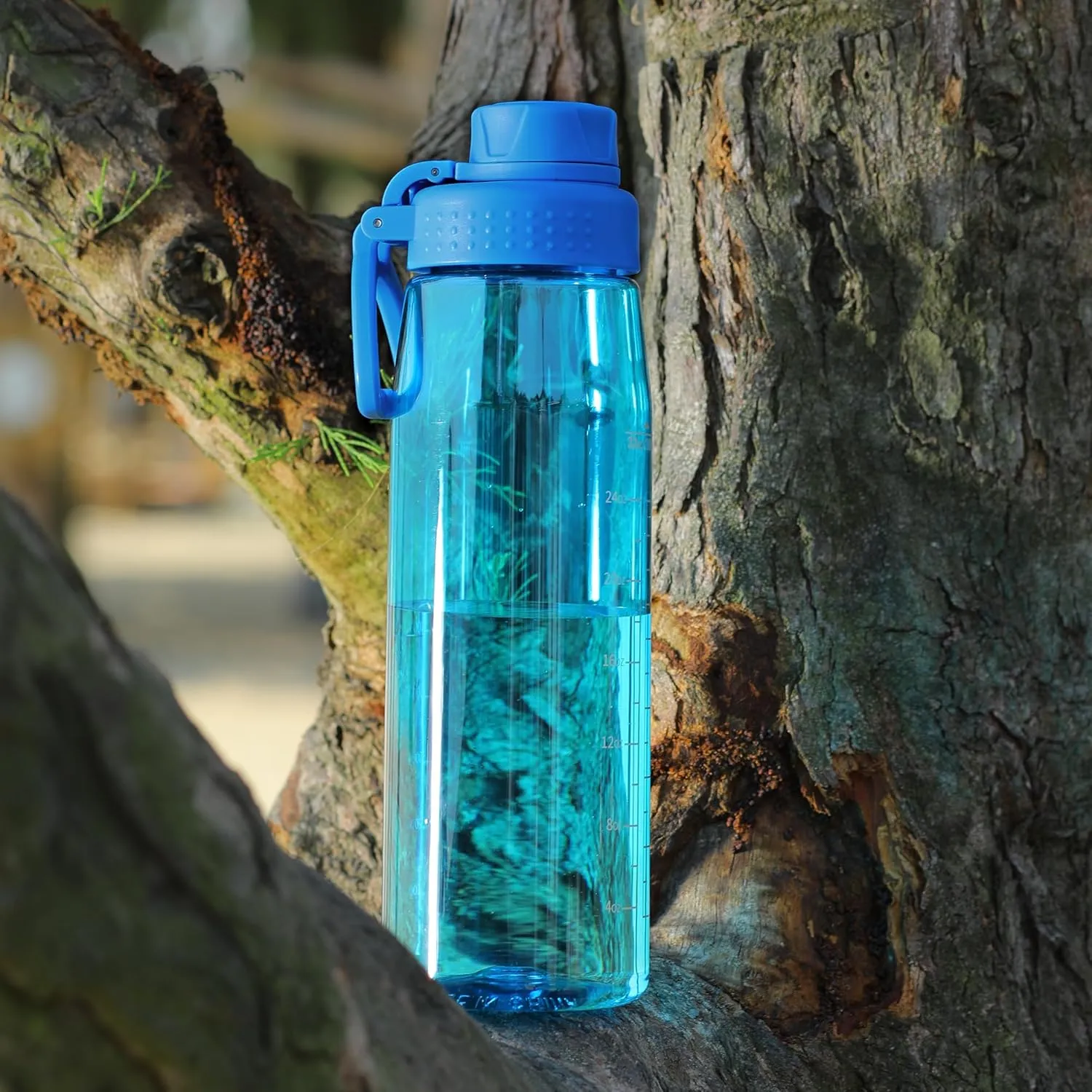 Water Bottle 32oz, clear water bottle with Chug Lid and Carry Handle, Reusable, Tritan, BPA Free, Hiking Water Bottle Suitable for Travel, Outdoors, Gym, Travel, Home, School (Blue)