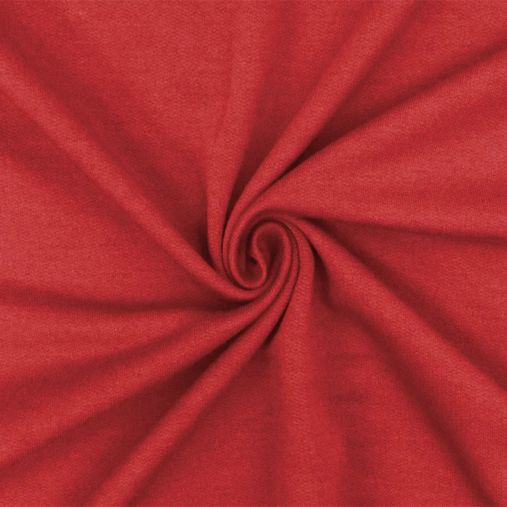 Winter Red Solid Stretch Brushed French Terry Sweatshirt Fleece Knit Fabric