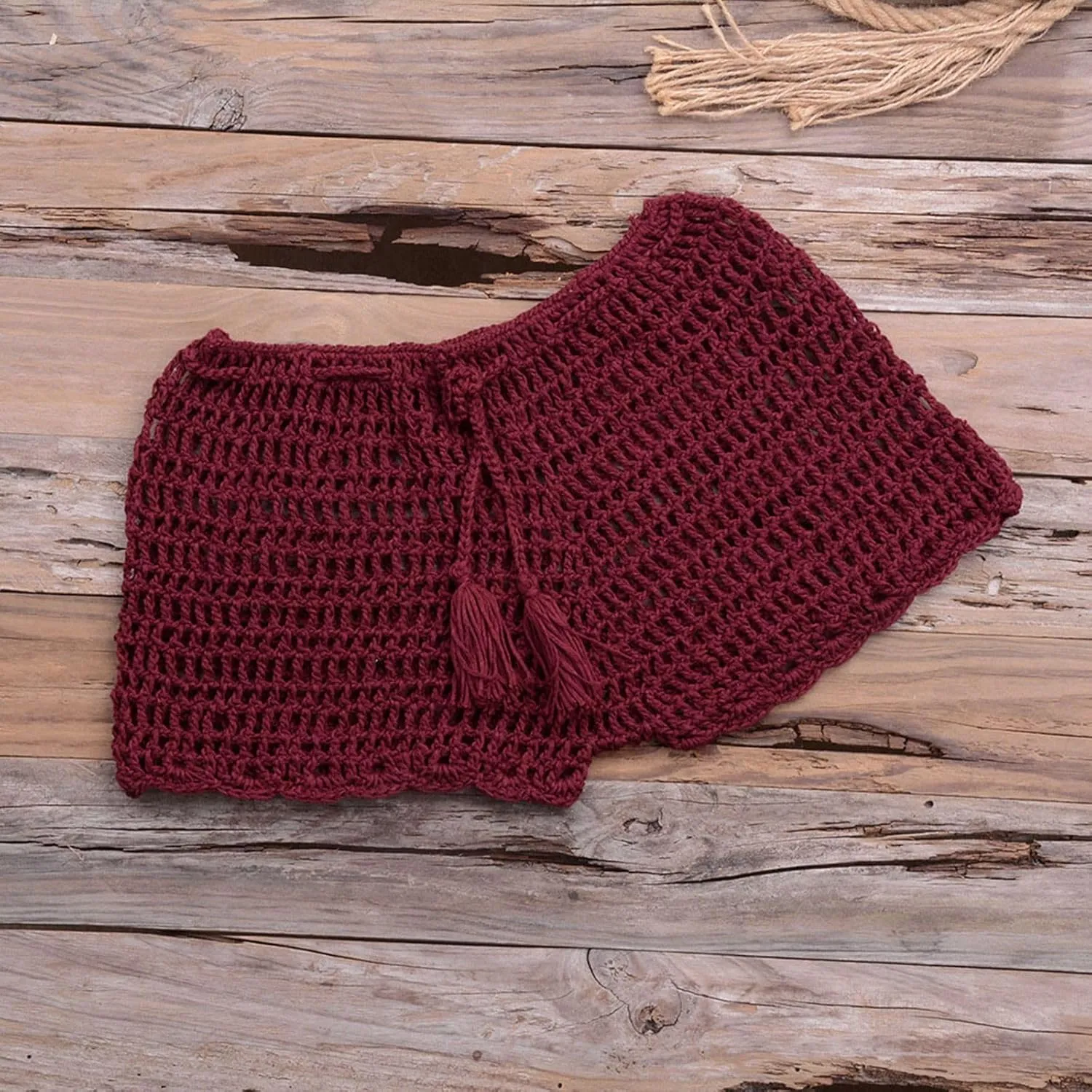 Women's Crochet Cover Up Shorts Hollow Out Knit Bathing Suit Crochet Beach Shorts Coverup Bottom