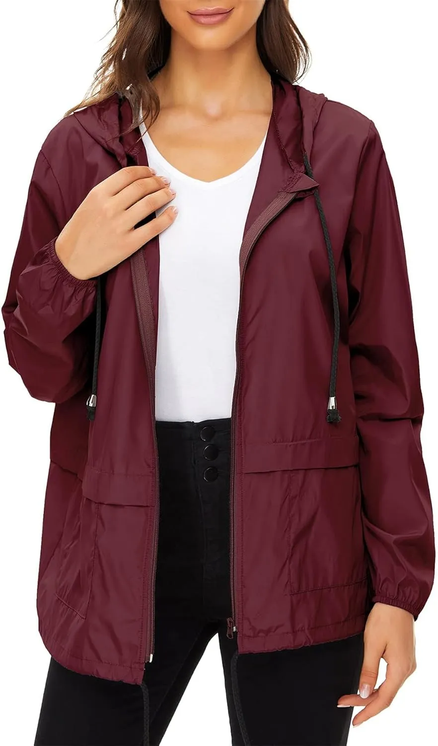Zando Lightweight Rain Jacket Women Raincoat for Women Packable Rain Coat Windbreaker Rain Jackets Waterproof with Hood
