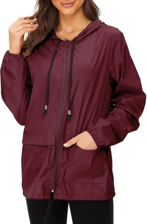 Zando Lightweight Rain Jacket Women Raincoat for Women Packable Rain Coat Windbreaker Rain Jackets Waterproof with Hood