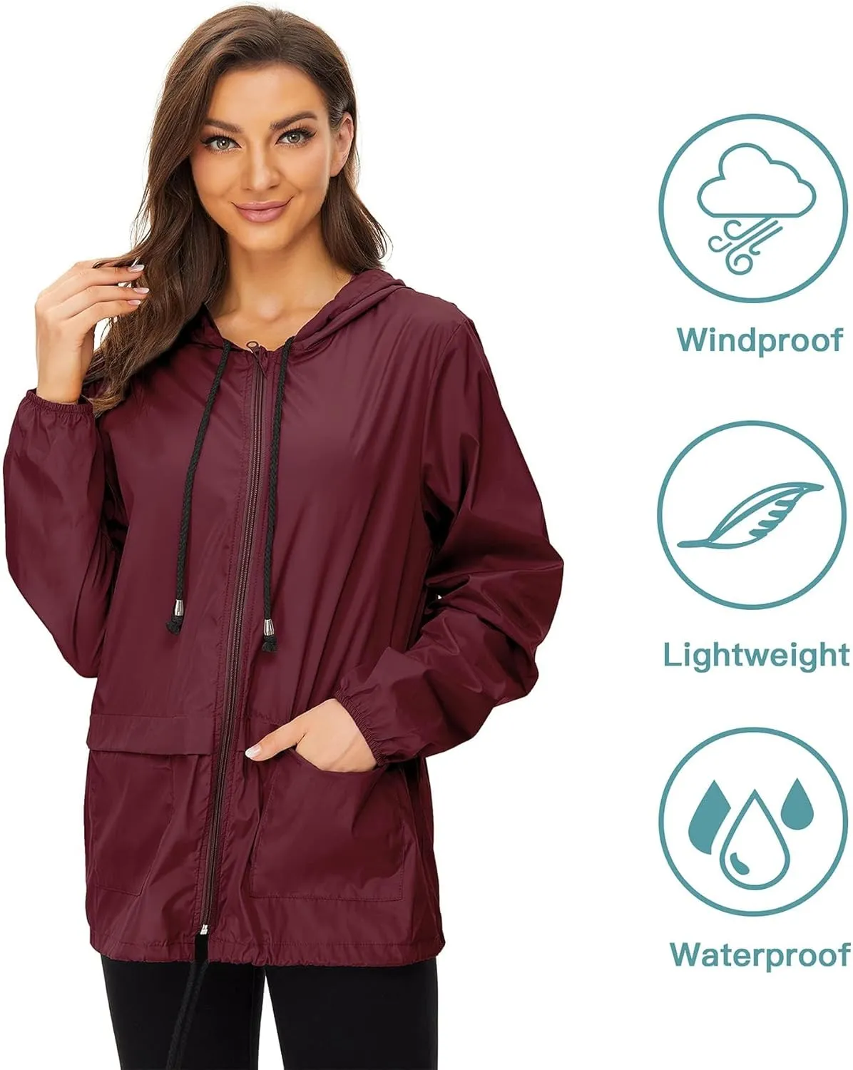 Zando Lightweight Rain Jacket Women Raincoat for Women Packable Rain Coat Windbreaker Rain Jackets Waterproof with Hood